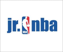 A blue and white logo of the nba.